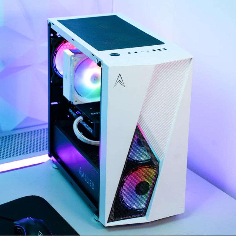 allied gaming stinger pc sitting on a gaming desk