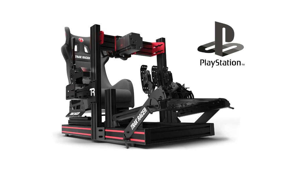 trak racer playstation racing simulator with playstation logo