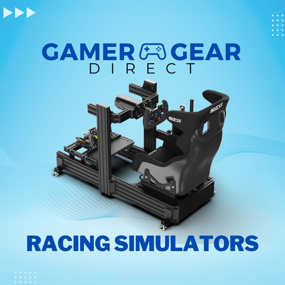 Gamer Gear Direct racing simulator image with GGD logo